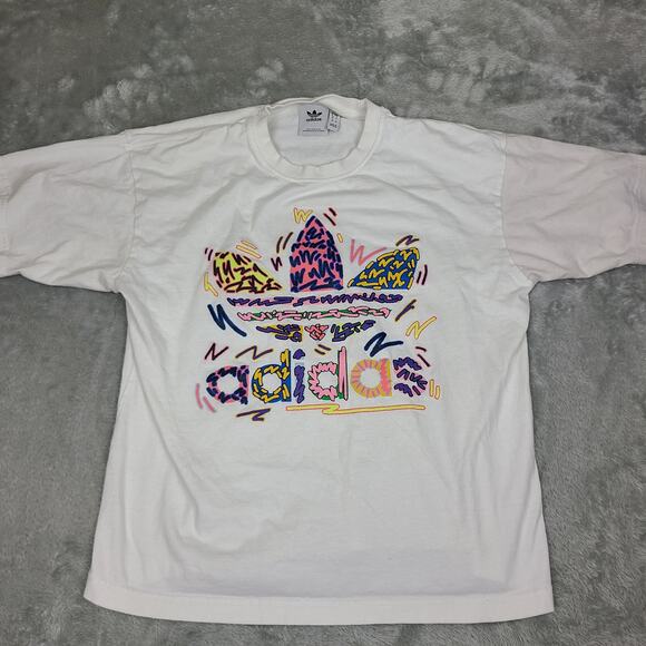 Adidas Love Unites Trefoil T-shirt Size Medium White‎ Unisex Colorful HC3076 - Picture 1 of 9